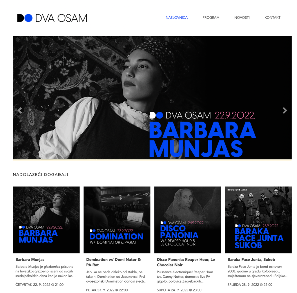 Website for music club in Zagreb